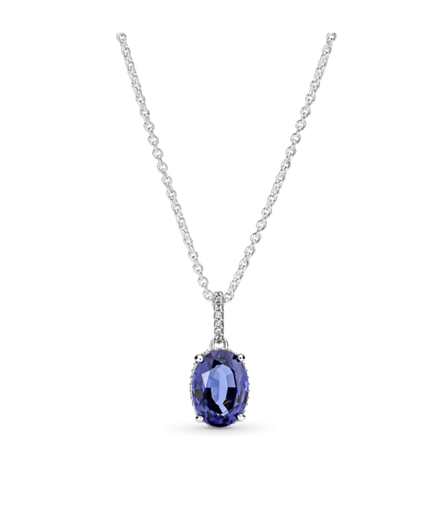 Pandora Timeless Sparkling Blue Statement Halo Pendant Necklace