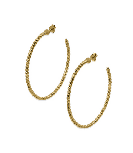 Desmos Ladies 45mm Slash Diamond-Cut Hoop Earrings