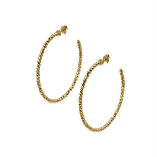 Desmos Ladies 55mm Slash Diamond-Cut Hoop Earrings