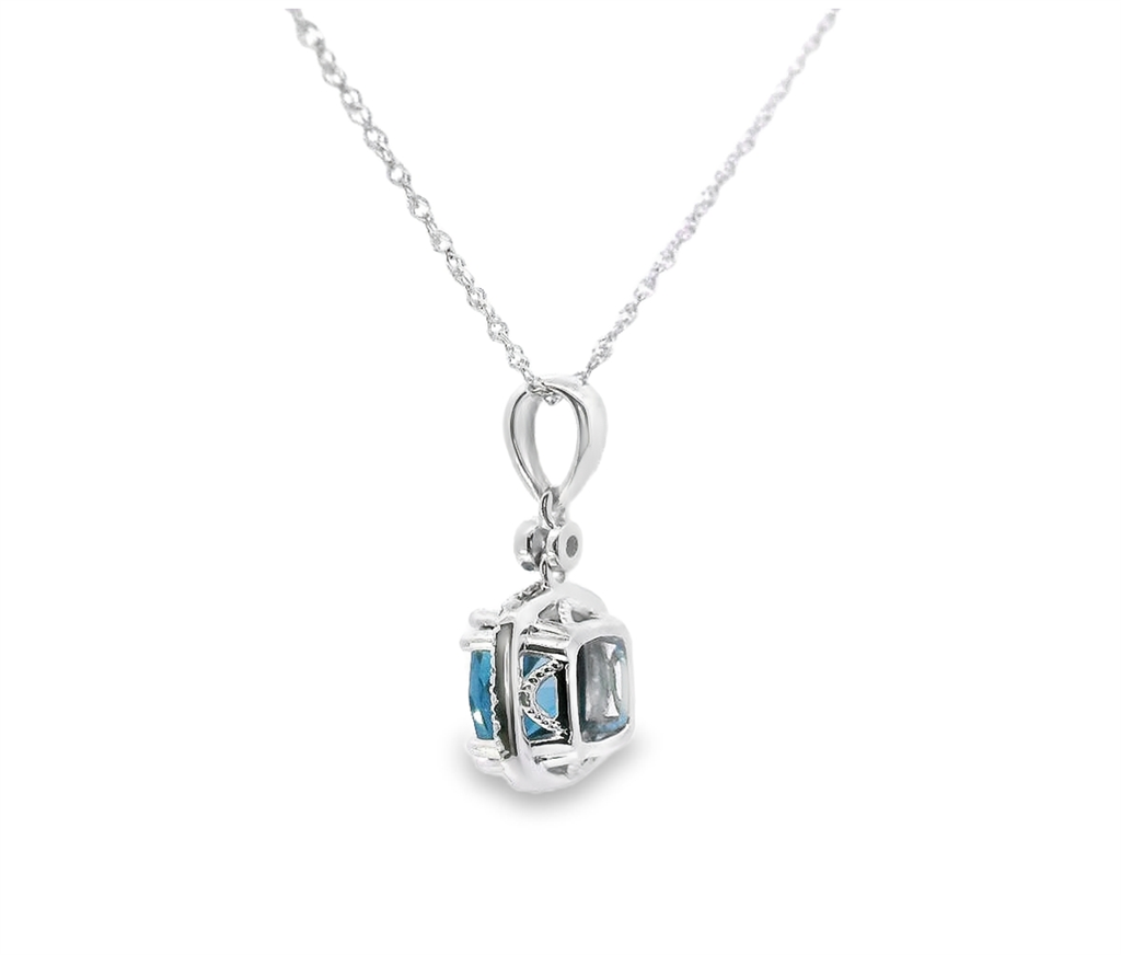 14K White Gold, Diamond And London Blue Pendant Necklace