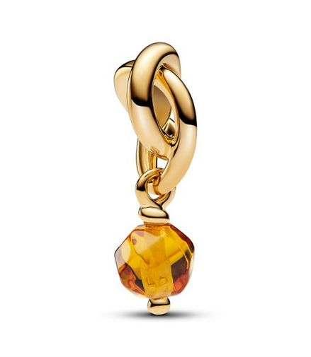 Pandora Moments November Birthstone Faceted Honey Eternity Circle Dangle Charm