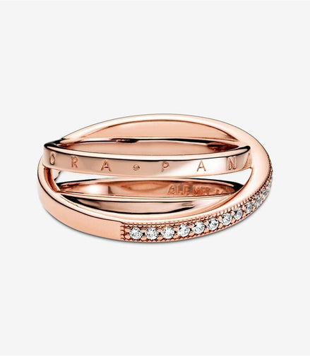 Pandora Signature Crossover Pavé Triple Band Ring Size 6
