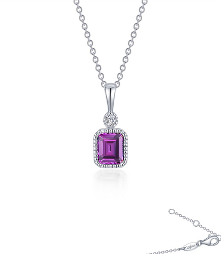 Lafonn 0.91 CTW Simulated Diamond And Simulated Alexandrite June Birthstone Necklace
