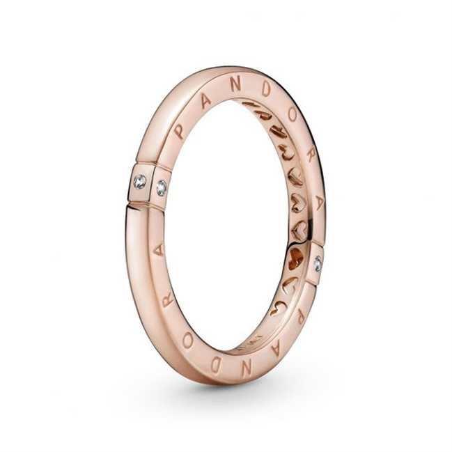 Pandora Signature Logo & Hearts Ring Size 7