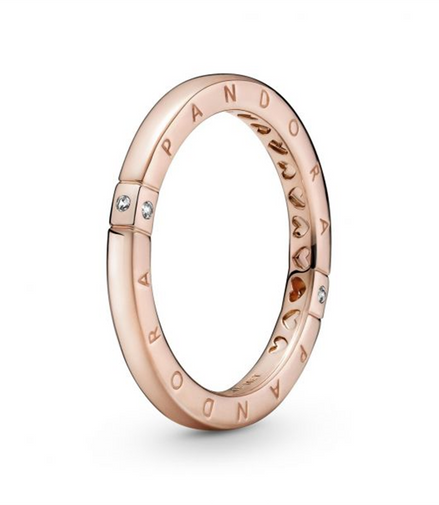 Pandora Signature Logo & Hearts Ring Size 7