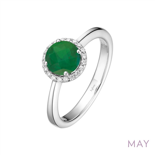 Lafonn 1.05 CTW Simulated Diamond And Simulated Emerald May Birthstone Ring Size 7