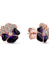 Pandora Moments Rose And Deep Purple Pansy Flower Stud Earrings