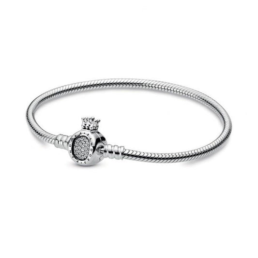 Pandora Moments Crown O & Snake Chain Bracelet Size 18