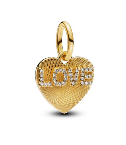 Pandora Moments Engravable Love Heart Dangle Charm