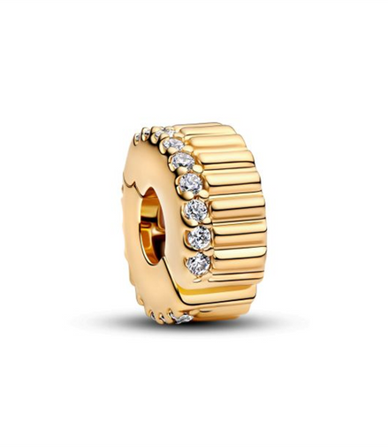 Pandora Ribbed Gold-Plated Clip Charm