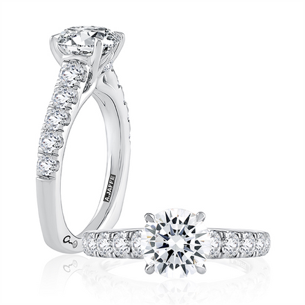 A.JAFFE Modern Diamond Pavé Round Cut Diamond Engagement Ring