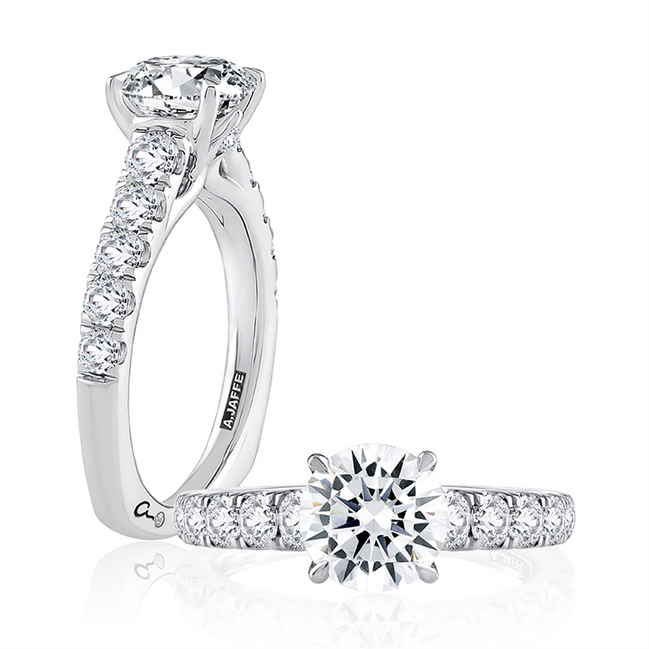 A.JAFFE Modern Diamond Pavé Round Cut Diamond Engagement Ring