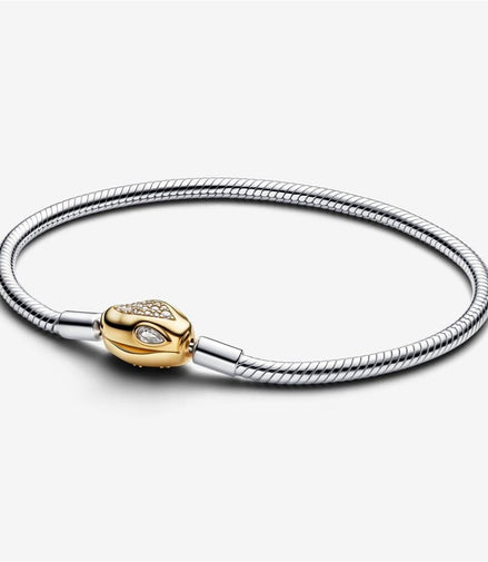 Pandora Moments Snake Clasp And Chain Bracelet Size 19