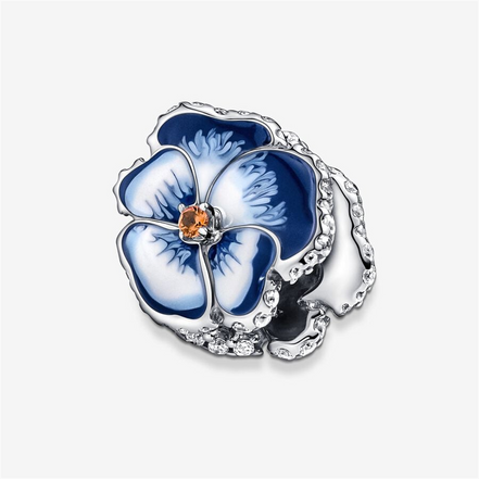 Pandora Moments Blue Pansy Flower Charm