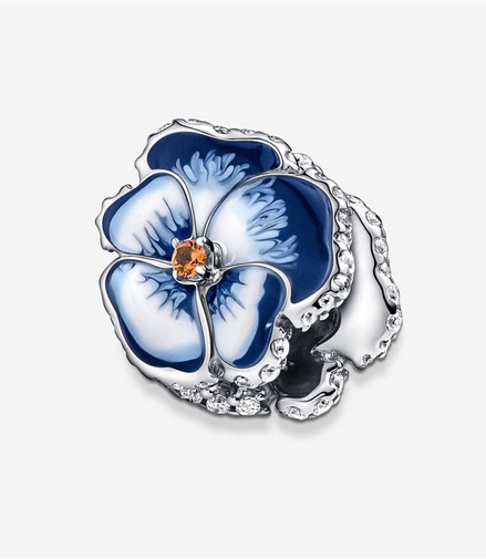 Pandora Moments Blue Pansy Flower Charm