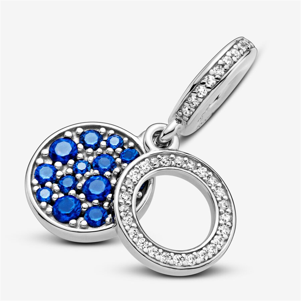 Pandora Moments Sparkling Blue Disc Double Dangle Charm