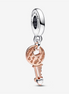 Pandora Moments Two-Tone key & Sliding Heart Dangle Charm