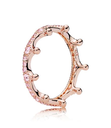 Pandora Moments  Pink Enchanted Crown Ring Size 8.5