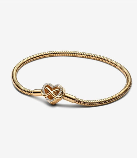 Pandora Moments Sparkling Infinity Heart Clasp Snake Chain Bracelet Size 20