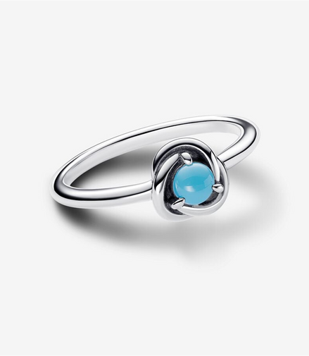 Pandora Moments December Turquoise Blue Eternity Circle Ring Size 6