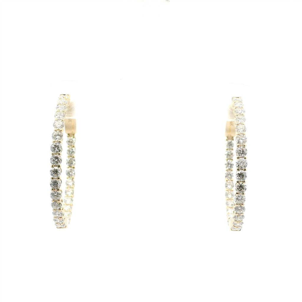 14K Yellow Gold 2 CTW Lab Grown Diamond Inside/Out Hoop Earrings