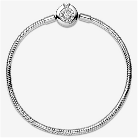 Pandora Moments Sparkling Crown O Snake Chain Bracelet Size 19