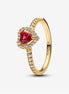 Pandora Timeless Gold Plated Elevated Red Heart Ring Size 5