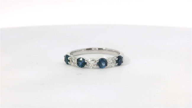 14K White Gold Sapphire and 0.78 CTW Diamond Band