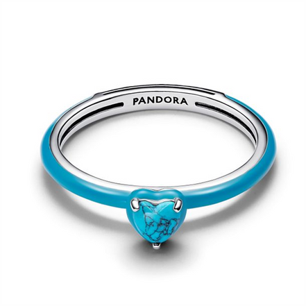 Pandora ME Turquoise-Colored Heart Stone Ring Size 7