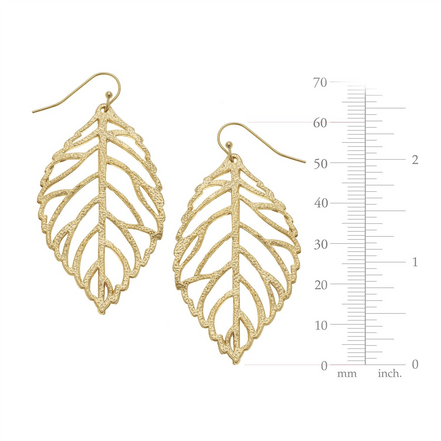 Susan Shaw Gold Plated Leaf Dangle Earrings