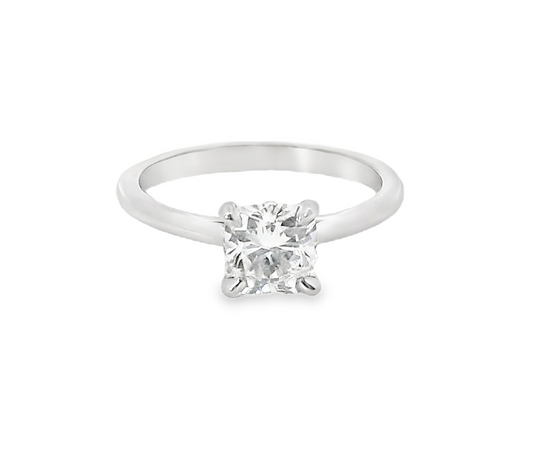 14kw Diamond Cushion Cut Engagement Ring