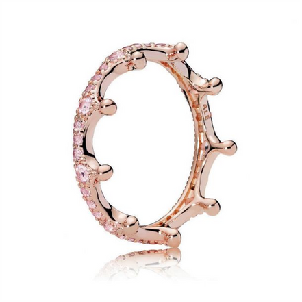 Pandora Moments Pink Enchanted Crown Ring Size 6