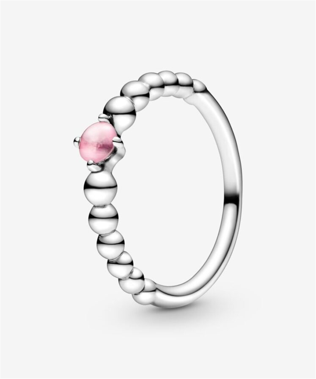 Pandora Moments October Petal Pink Beaded Ring Size 5
