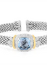 Sterling Silver And 18K Yellow Gold 8MM Cushion Blue Topaz Cuff Bangle Bracelet