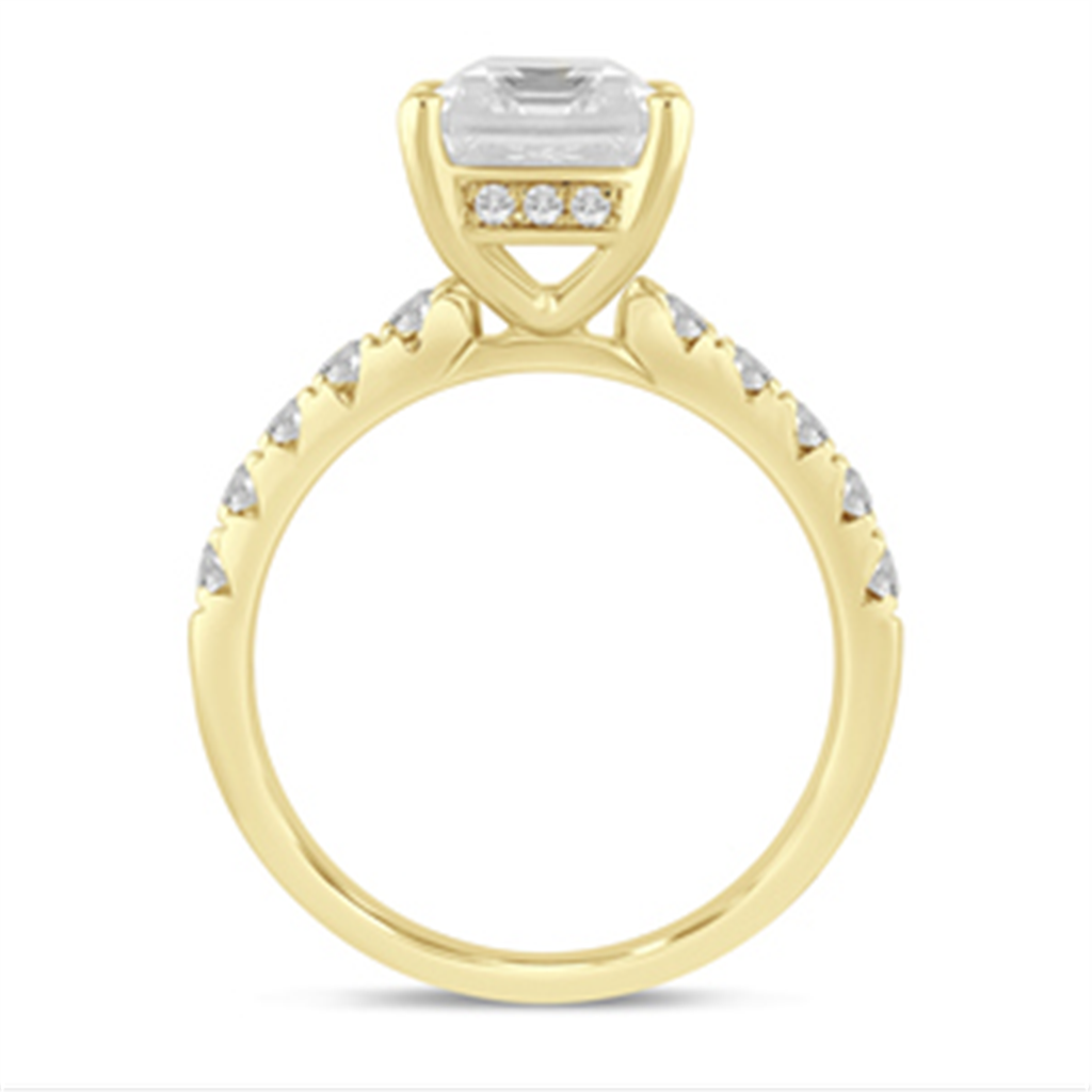 14k Yellow Gold 4.5 CTW Emerald Cut Lab Grown Diamond Semi-Mount Ring
