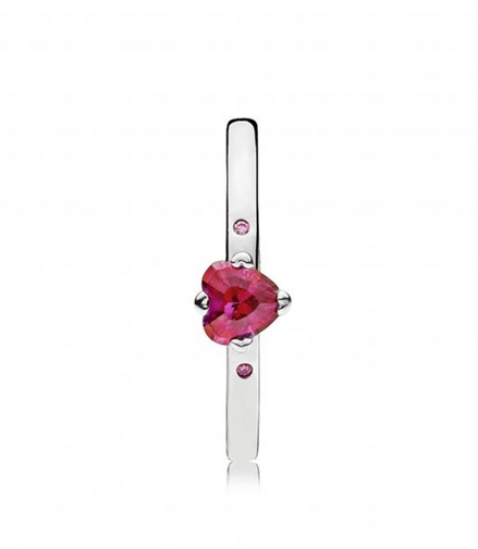 Pandora Moments  "You And Me" Sparkling Red Heart Ring Size 7