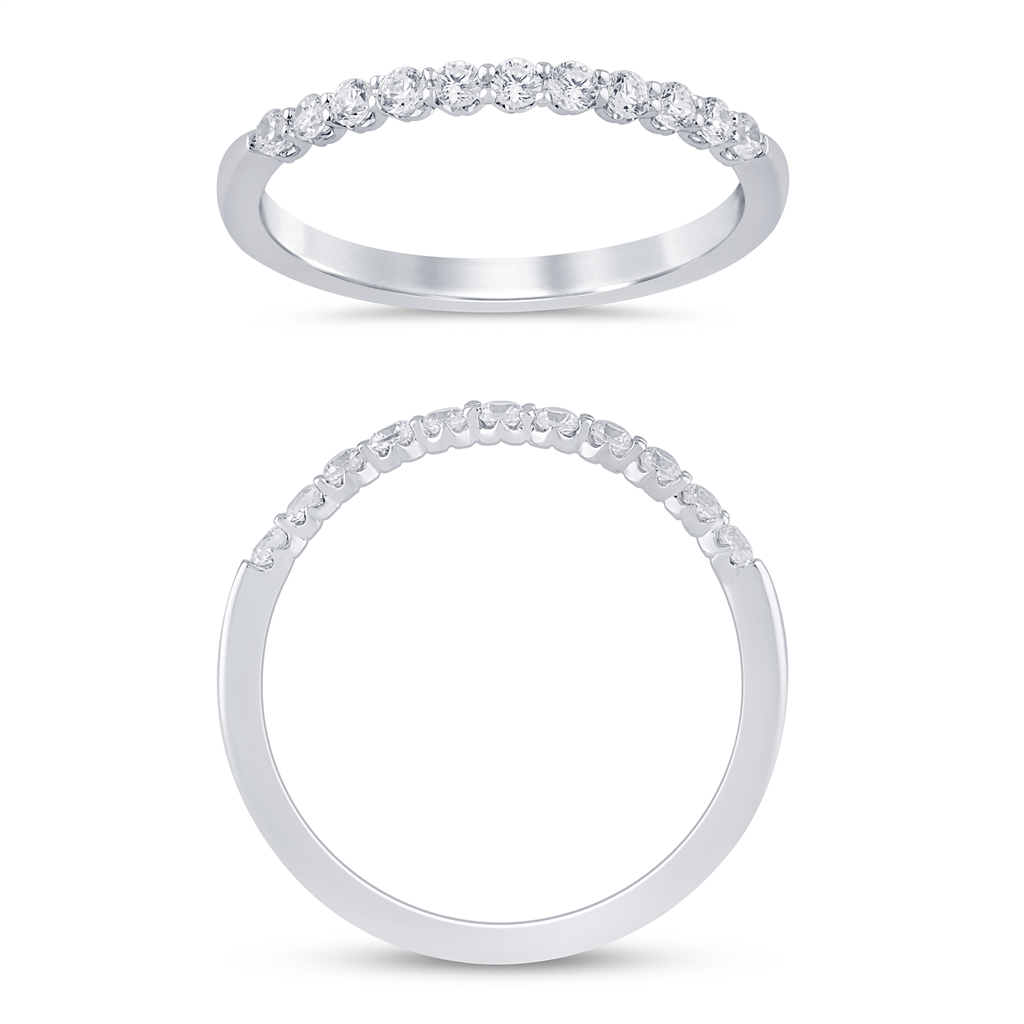 14K White Gold 0.25 CTW Diamond Crown Set Half Eternity Band