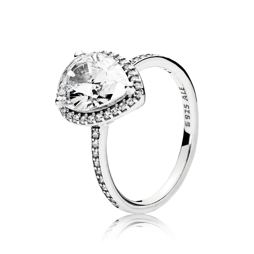 Pandora Timeless Sparkling Teardrop Halo Ring Size 8.5