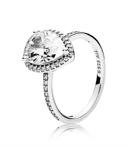 Pandora Timeless Sparkling Teardrop Halo Ring Size 8.5