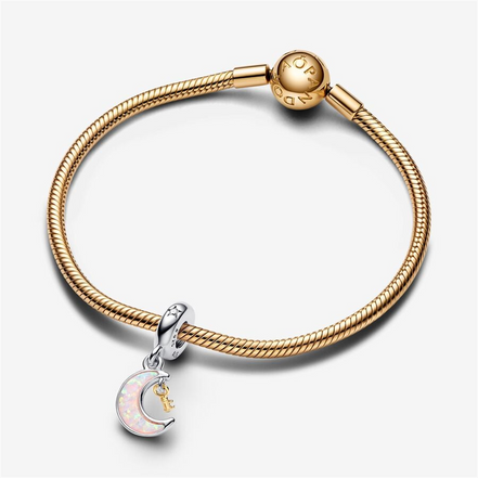Pandora Moments Two-Tone Key & Moon Dangle Charm
