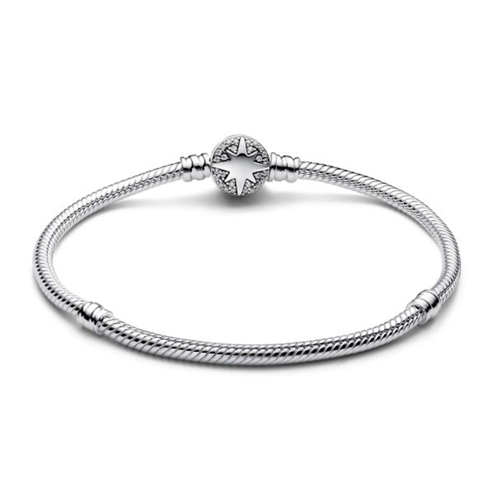 Pandora North Star Clasp Snake Chain Bracelet Size 17