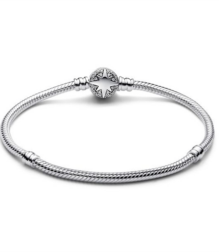 Pandora North Star Clasp Snake Chain Bracelet Size 17