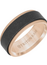 Triton Black DLC Coated Tungsten Over 14K Rose Gold Wedding Band