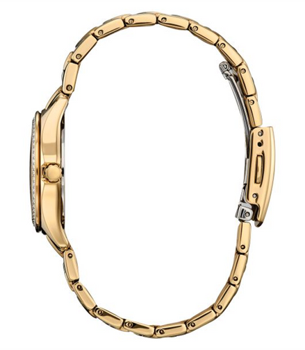 Citizen Ladies'  Eco-Drive Crystal Champagne Dial Gold-Tone Watch