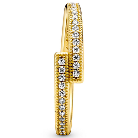 Pandora Signature Logo Sparkling Overlapping Ring Size 7