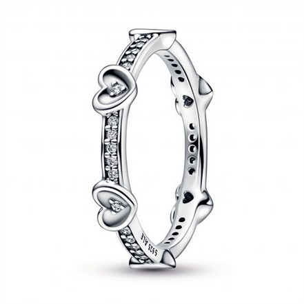 Pandora Moments Radiant Sparkling Hearts Ring Size 7.5