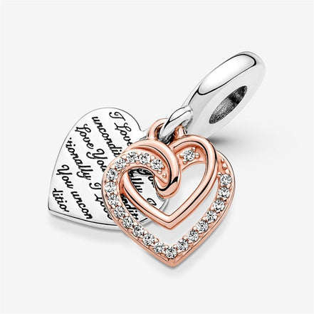 Pandora Moments Entwined Hearts Double Dangle Charm