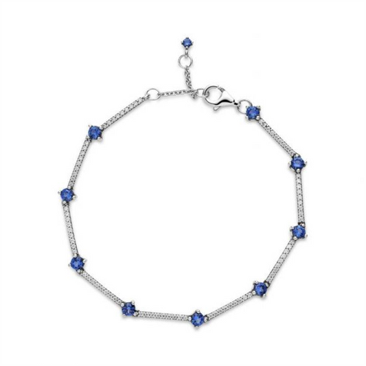 Pandora Timeless Blue Sparkling Pavé Bars Bracelet Size 20