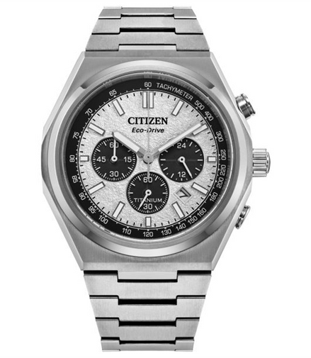 Citizen Eco-Drive Zenshin Chrono Silver Dial Super Titanium Bracelet