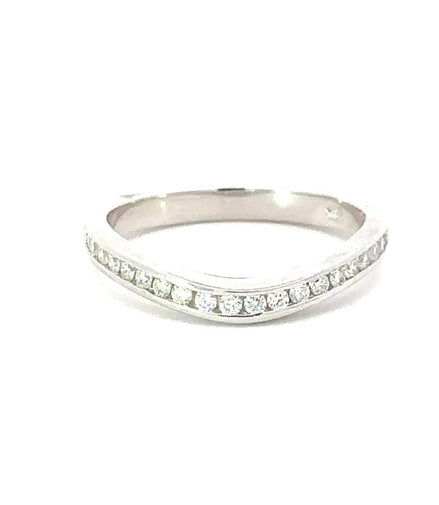 14K White Gold .25 CTTW Curved Diamond Band
